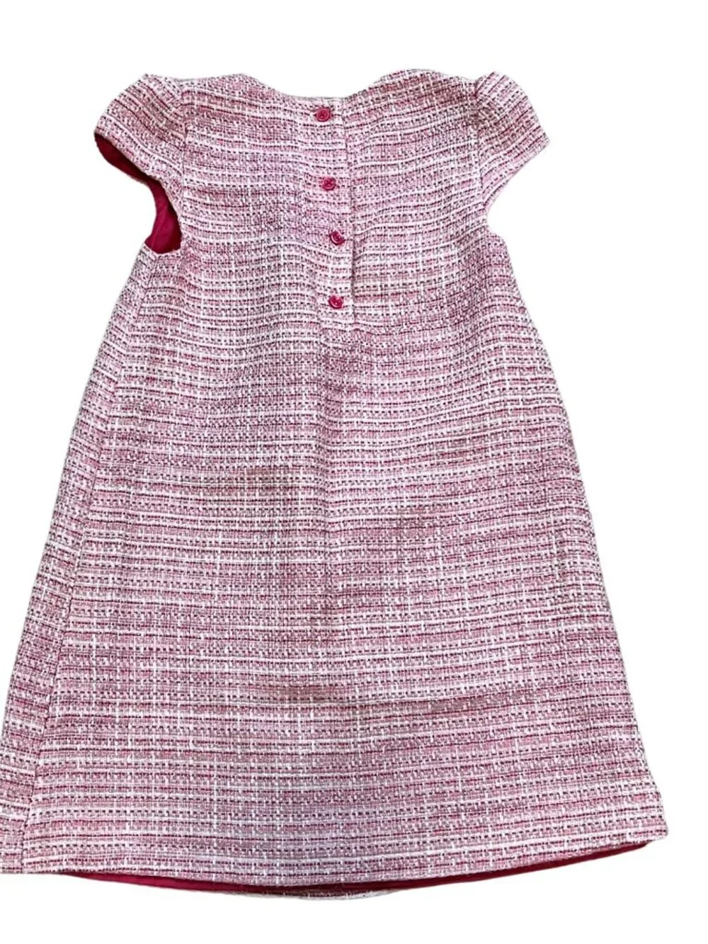 Janie and Jack Daring Sophistication Raspberry Pink Bow Boucle Girls Dress 5T